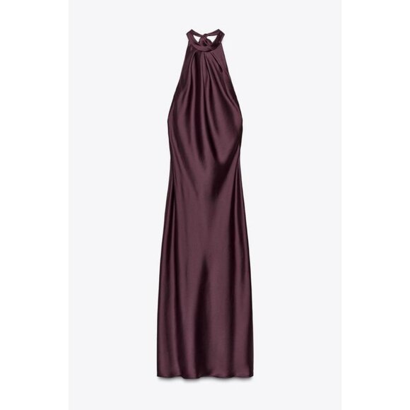 ZARA HALTER MIDI DRESS - Picture 1 of 9